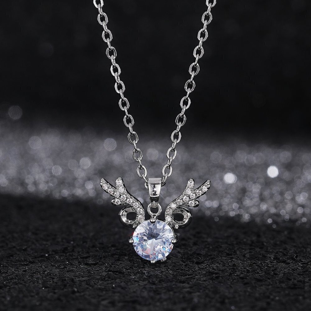 Unique Antlers Design Clavicle Pendant Necklace for Women, INDN8636